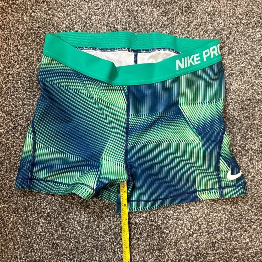 Nike Pro blue/green print biker/volleyball shorts